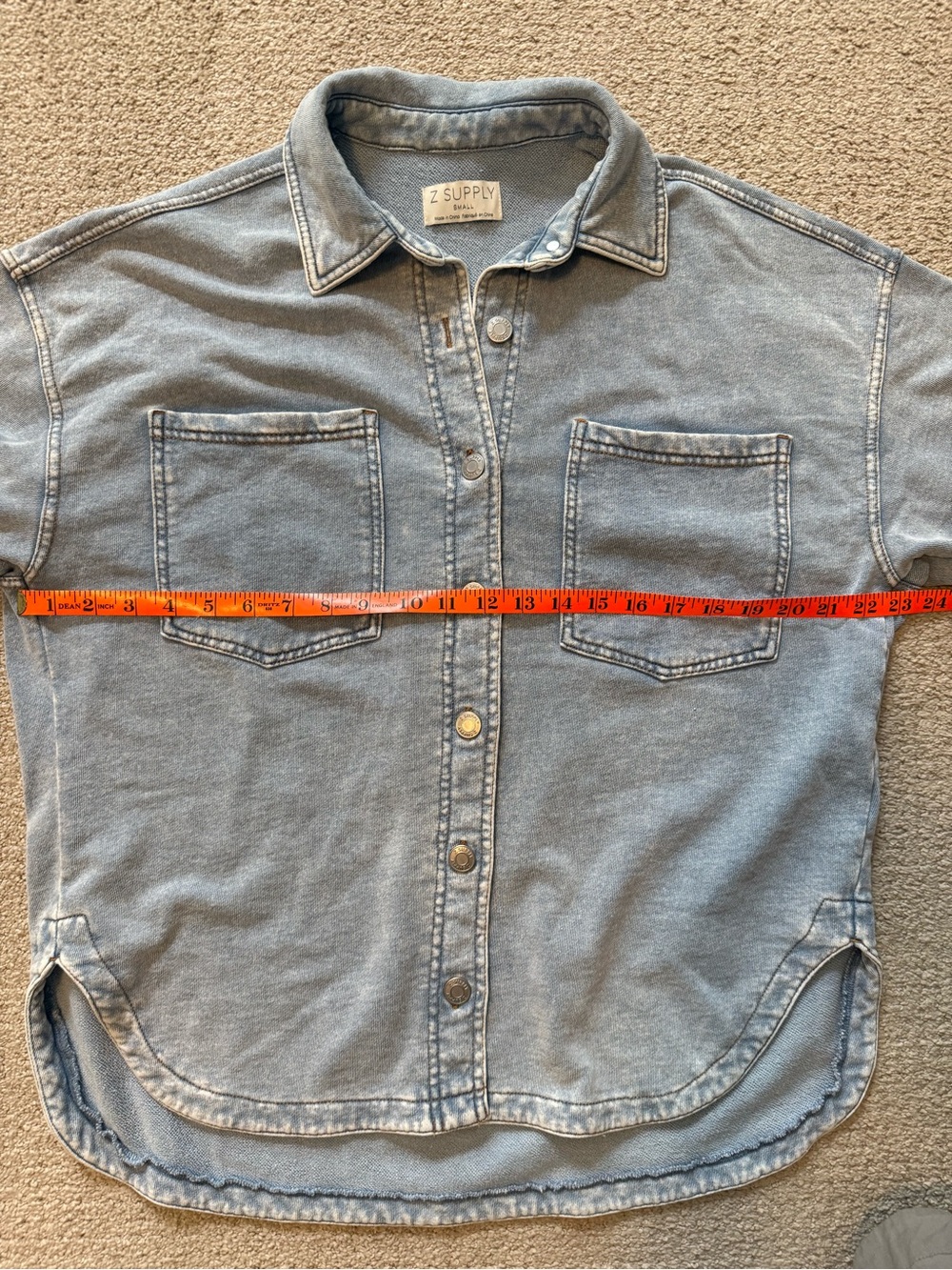 Z Supply All Day Denim Jacket Washed Indigo Size Small Oversized Shacket - Picture 9 of 13
